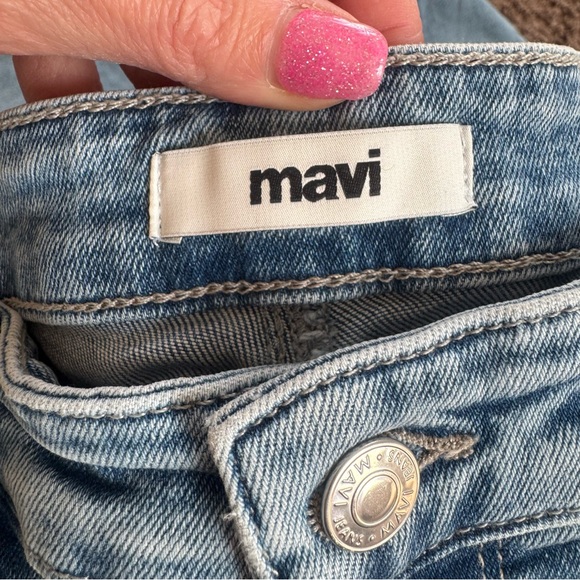 Mavi High Rise Straight Leg Jeans Raw Hem Organic Cotton Stretch 30 x 30 $128 - Picture 6 of 13